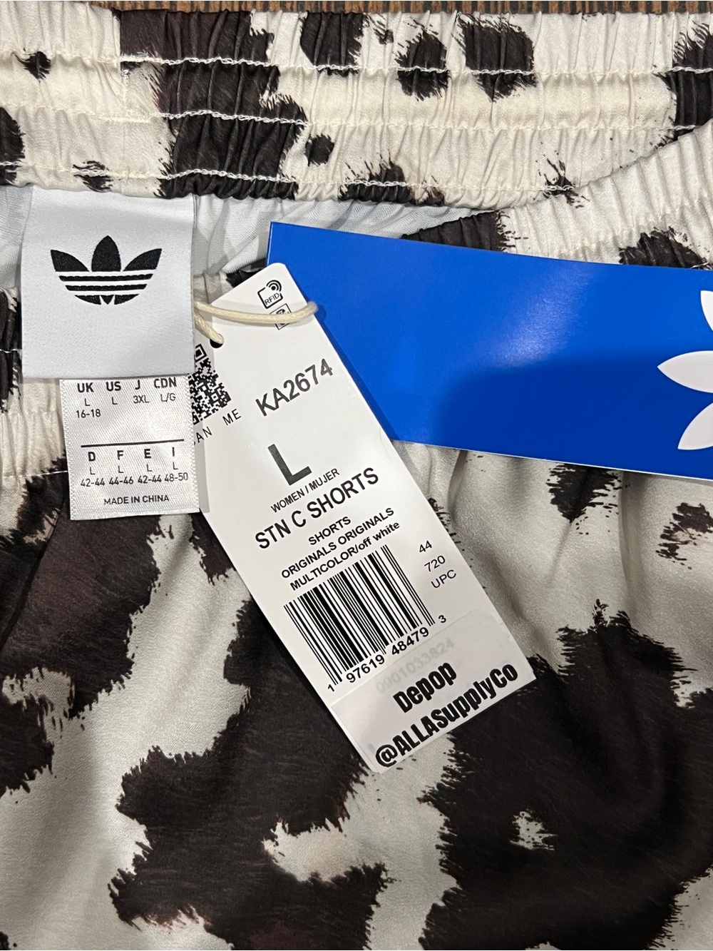 🤎🤍 adidas Cow Print Satin Shorts - SOLD OUT ONLINE! XXS, XS, L, XL Avail. - Picture 9 of 12